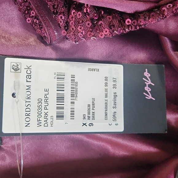 New Wildfox Alston Sequin Cropped Bow Front Strapless Top Size XL Dark Purple - Picture 7 of 12